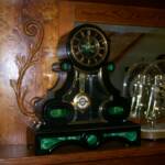 Museum Quality, French Marti, Visible Escapement. Inlaid Malichite, Black Marble Case, Medaille de Bronze Award Ca 1880.